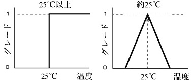 図6.17　クリスプ集合（左）とファジィ集合（右）