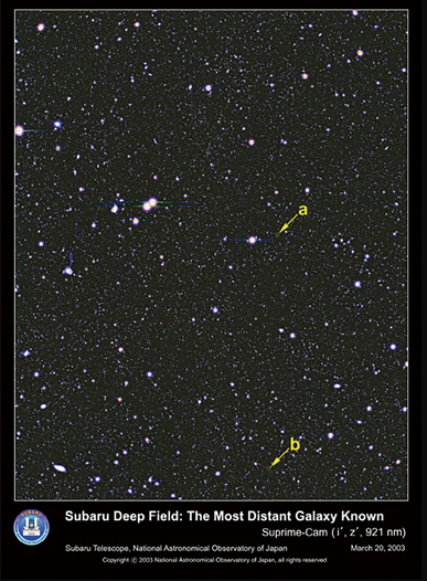 図6.2　2003年3月に発見した最遠方（当時）銀河（赤方偏移のz=5.7：125億5000万光年）