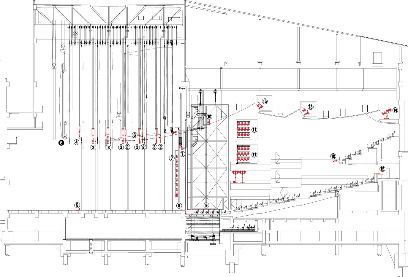 図2.46　高崎芸術劇場（大劇場）の断面図<sup>46）</sup>