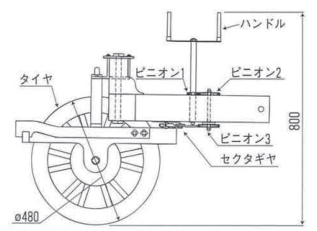 図 2　キュニョーのステアリング機構の復元図 1）