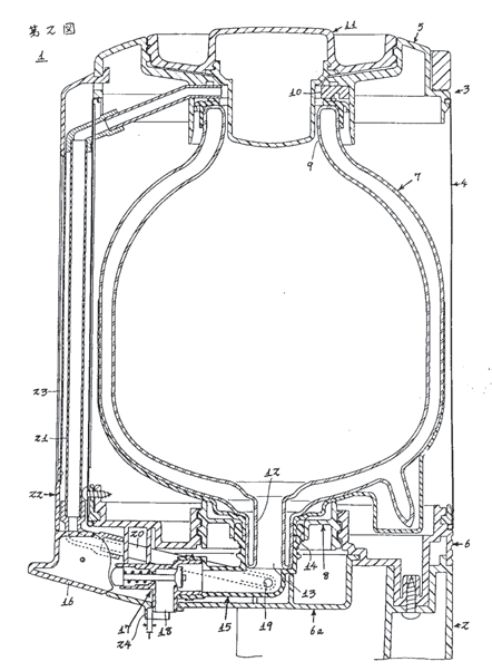 図 5.25　落下式ポットの断面構造　実公昭 63-005645 より転載 5）