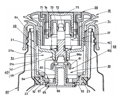 図 7.8　洗浄可能なプッシュ式中栓の断面構造<br>（象印マホービン STF 型） 3）