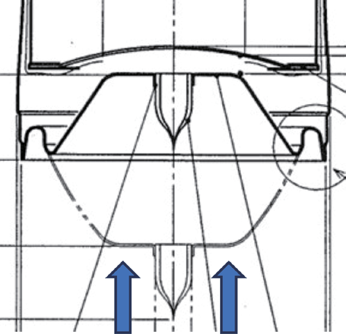 図 7.38　外底押し込みの断面形状 3）