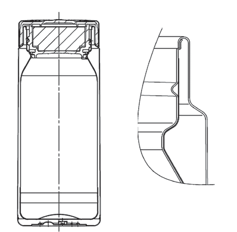 図 7.66　軽量マグボトルの断面及び口部拡大の断面図 5）