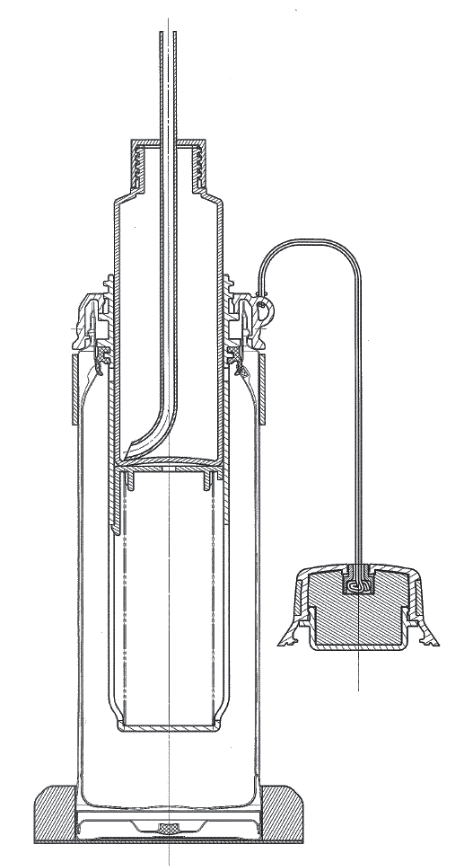 図 2　栓解放時、ドリンク容器を取り出した時の断面構造 1）